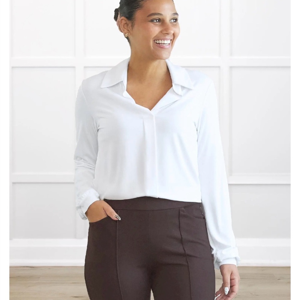 Miik Lucia Collared Shirt in white sustainable micromodal soft women’s top